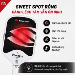 Vợt Pickleball Selkirk OMNI Elongated - Mặt Carbon nhám , bản 16mm ,lõi tổ ong , bản trắng đen