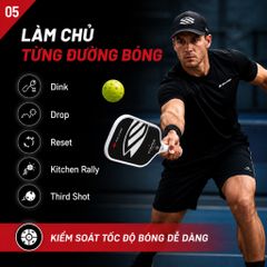 Vợt Pickleball Selkirk OMNI Elongated - Mặt Carbon nhám , bản 16mm ,lõi tổ ong , bản trắng đen
