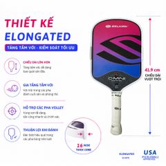 Vợt Pickleball Selkirk OMNI Elongated, lõi tổ ong, bản 16mm, mặt nhám carbon T700, màu hồng tím