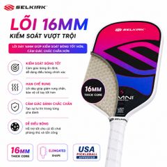 Vợt Pickleball Selkirk OMNI Elongated, lõi tổ ong, bản 16mm, mặt nhám carbon T700, màu hồng tím