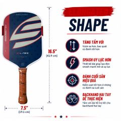 Vợt Pickleball Selkirk OMNI Elongated, lõi tổ ong, bản 16mm, mặt nhám carbon T700 , bản 1776