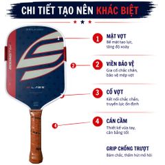 Vợt Pickleball Selkirk OMNI Elongated, lõi tổ ong, bản 16mm, mặt nhám carbon T700 , bản 1776