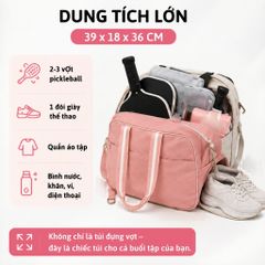 Balo thể thao, túi xách đựng vợt pickleball nữ, chất ni lông chống nước nhẹ, kích thước 39x18x36 cm