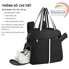 Balo thể thao, túi xách đựng vợt pickleball nữ, chất ni lông chống nước nhẹ, kích thước 39x18x36 cm