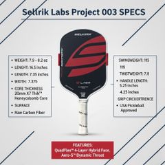 Vợt pickleball Selkirk Boomstik, mặt vợt carbon 16mm, lõi tổ ong ,trợ lực tốt,mặt vợt màu đen - đỏ