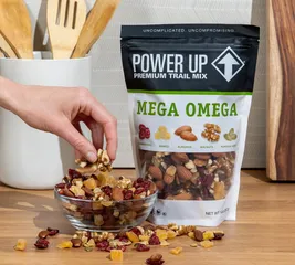 DUOC LAM BANG .Hạt mix và trái cây sấy khô DUOC DAM BAO CHAT LUONG.Gourmet Nut Power Up Trail Mix, Mega Omega.SP NHAP MY