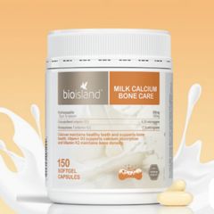 Viên uống BioIsland Milk Calcium Bone Care |150 viên| Tái tạo mô xương - Duy trì/Cải thiện mật độ xương - Hạn chế nguy cơ loãng xương - [S/P Chuẩn Úc]