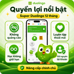 Tài Khoản Duolingo Super, Nâng Cấp Chính Chủ Giá Rẻ