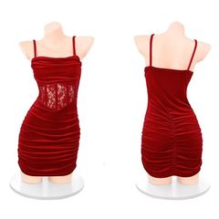 Váy Body Sexy Nhung Phối Ren Có Đệm Ngực Xinh Quyến Rũ Đầm 2 Dây Đi Tiệc Bar Pub Club Sang Chảnh Gợi Cảm - N197 Đỏ