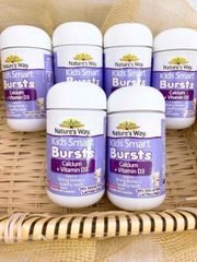Viên nhai Nature's Way Kids Smart Burst Calcium + Vitamin D3 |50 viên| Hỗ trợ xương/răng/cơ bắp cho trẻ từ 6 tháng tuổi trở lên [S/P Chuẩn Úc]