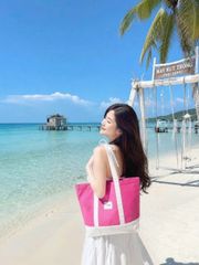 🛍️ Túi Lancome hồng đi biển chính hãng, túi xách thời trang cao cấp, sang trọng, bền đẹp