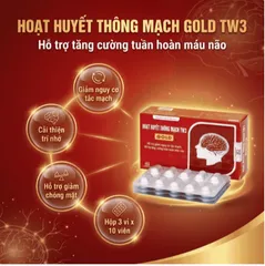 Viên uống hỗ trợ giảm nguy cơ tắc mạch, tăng tuần hoàn não Hoạt Huyết Thông Mạch Gold TW3 Foripharm (3 vỉ x 10 viên)