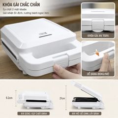 Máy Làm Bánh Sandwich Lebenlang LBL1481 Công Suất 600W, Máy Kẹp Nướng Bánh Khuôn Tam Giác Chống Dính