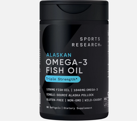 Dầu cá Omega 3 Sports Research hỗ trợ tim mạch, mắt, não bộ, hộp 90 viên chính hãng Mỹ