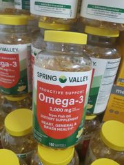 Viên uống Spring Valley Maximum Care Omega-3 2000 mg |180 viên| Hỗ trợ tim mạch/Cải thiện trí nhớ & Bảo vệ thị lực [S/P nội địa Mỹ]