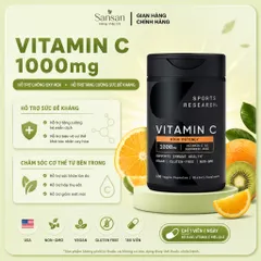 Sports Research Vitamin C 1000mg 180 Viên Nang Chay | Hỗ Trợ Chống Oxy Hóa & Tăng Cường Sức Đề Kháng | Non-GMO