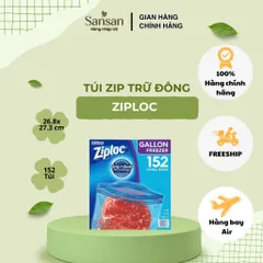 Túi Zip Trữ Đông Ziploc Gallon Freezer 152 Túi (4 Hộp x 38 Túi) 26.8 x 27.3cm Khóa Kép Double Zipper Bảo Quản Thực Phẩm
