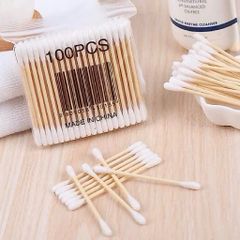 Combo 5 gói Tăm bông ngoáy tai 100 que thân gỗ tăm bông ráy tai nặn mụn(thân thiện với môi trường) 784412