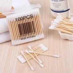 Combo 5 gói Tăm bông ngoáy tai 100 que thân gỗ tăm bông ráy tai nặn mụn(thân thiện với môi trường) 784412