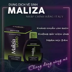 Dung dịch vệ sinh nam Malizia Vetyver Uomo Italia hương hoa cỏ, kháng khuẩn làm sạch Italia 200ml