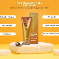 Sữa rửa mặt Ốc Sên dưỡng ẩm, sáng da Prettyskin Total Solution 24K Gold Snail Cleansing Foam 150ml