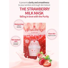 Hộp 10 miếng mặt nạ sữa dâu tái tạo phục hồi làn da hư tổn Kwailnara Strawberry Milk Mask Hàn Quốc 20gr