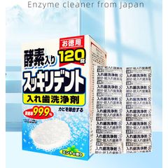 Hộp 120 viên vệ sinh hàm răng giả, khay niềng răng Nhật Bản