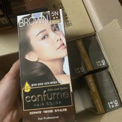 Thuốc nhuộm tóc thảo dược nâu hạt dẻ Welcos Confume Hair Color Hàn Quốc (2x60g)