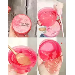 Gel dưỡng ẩm và làm dịu da The Saem Pink Aloe Aqua Gel Hàn Quốc 300ml