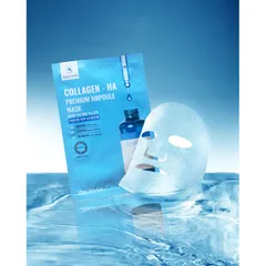 Hộp 10 mặt nạ B5 Collagen phục hồi da, cấp ẩm sâu, chống lão hóa - HA Premium Ampoule Mask Hàn Quốc