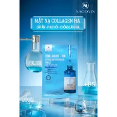 Hộp 10 mặt nạ B5 Collagen phục hồi da, cấp ẩm sâu, chống lão hóa - HA Premium Ampoule Mask Hàn Quốc