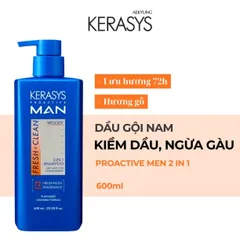 Dầu gội nam Sạch Sâu, Ngăn Ngừa Gàu, Kiềm Dầu Kerasys Proactive Men 2 in 1 Hàn Quốc 600ml