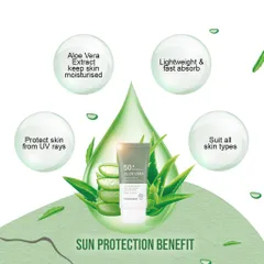 Kem chống nắng Lô hôi dịu da, kiềm dầu Kwailnara Aloe Vera Sun Cream SPF50+ Hàn Quốc 50g
