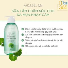 Sữa tắm tinh chất rau má dưỡng da giảm mụn lưng Welcos Around Me Hàn Quốc 500ml