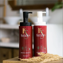Dầu gội thảo dược hạt trà giảm gãy rụng, kích thích mọc tóc Kerasys Oriental Premium 600ml