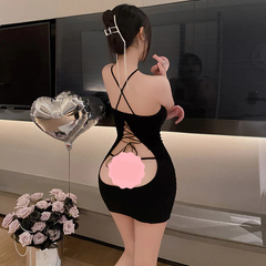 Váy Ngủ Đan Dây Lưng Sexy Ôm Body Gợi Cảm Đầm 2 Dây Tặng Quần Lót Lọt Khe Dây Đen Ghi Quyến Rũ - N117 Đen