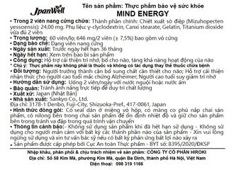 Viên uống bổ não, cải thiện trí nhớ Mind Energy Jpanwell (60 viên)