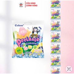 Dây 10 Gói Kẹo Dẻo Lột Vỏ Cokoc Mini (24g-25g/Gói) - Kẹo Lột Vỏ Vị Nho, Trái Cây Tổng Hợp Ăn Vặt Quỳnh Nhung