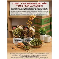Combo 3 Gói Bim Bim Rong Biển Quẩy Xoắn Vị Tôm Khô 96g/gói - Snack Rong Biển Thơm Ngon Giòn Rụm Đồ Ăn Vặt Hot Trend