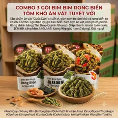 Combo 3 Gói Bim Bim Rong Biển Quẩy Xoắn Vị Tôm Khô 96g/gói - Snack Rong Biển Thơm Ngon Giòn Rụm Đồ Ăn Vặt Hot Trend