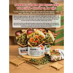 Combo 3 Gói Bim Bim Rong Biển Quẩy Xoắn Vị Tôm Khô 96g/gói - Snack Rong Biển Thơm Ngon Giòn Rụm Đồ Ăn Vặt Hot Trend