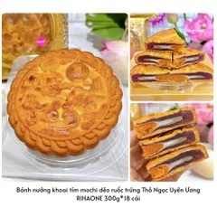 Bánh Trung Thu Mochi Dẻo Khoai Tím Ruốc Trứng RIHAONE 300g - Bánh Nướng Hiện Đại Thỏ Ngọc Uyên Ương / Kim Bảo Song Ngư