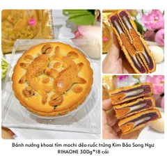 Bánh Trung Thu Mochi Dẻo Khoai Tím Ruốc Trứng RIHAONE 300g - Bánh Nướng Hiện Đại Thỏ Ngọc Uyên Ương / Kim Bảo Song Ngư