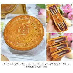 Bánh Trung Thu Mochi Dẻo Khoai Tím Ruốc Trứng RIHAONE 300g - Bánh Nướng Hiện Đại Thỏ Ngọc Uyên Ương / Kim Bảo Song Ngư