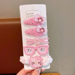Kẹp Tóc Cho Bé Gái Hello Kitty Dễ Thương, Combo Kẹp Tóc Nhựa Kính Charm Hoạt Hình Cao Cấp Cho Bé - SP3390