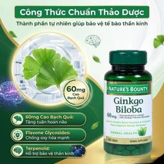 Viên uống hỗ trợ tăng cường tuần hoàn não Ginkgo Biloba 60mg Nature's Bounty (60 viên)