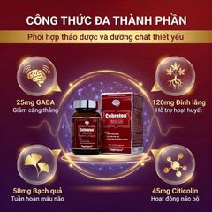 Viên uống hỗ trợ giảm căng thẳng, cải thiện mất ngủ, tăng cường hoạt động não bộ Cebraton Premium Traphaco (Hộp 60 viên)