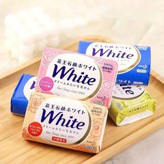 Xà phòng tắm Kao White Nhật 130g, là sản phẩm xà bông nội địa Nhật nổi tiếng với 100% nguyên liệu từ thực vật (dầu dừa, dầu trái cọ)