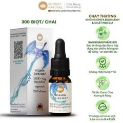 [S/P nhập khẩu Đức] Sunday Natural Vitamin D3+K2 MK7 |10 mL| dạng nhỏ giọt dành cho trẻ từ 0 - 4 tuổi