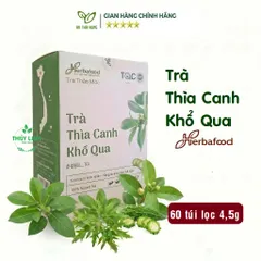 Trà Thìa Canh Khổ Qua HerbaFood - Hỗ Trợ Ổn Định Chỉ Số Đường Huyết, Giảm mỡ máu (Hộp 60 Túi Lọc x 4.5g)